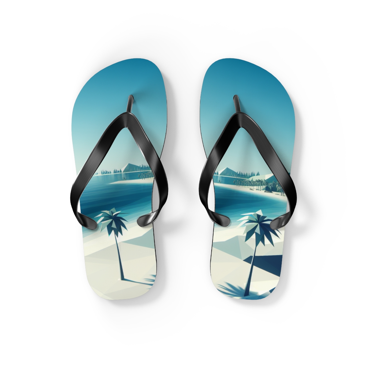 all view - Tropical Beach Scene Flip Flops