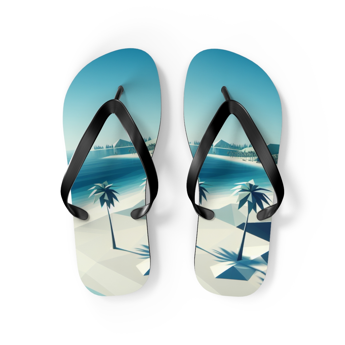 all view - Tropical Beach Scene Flip Flops