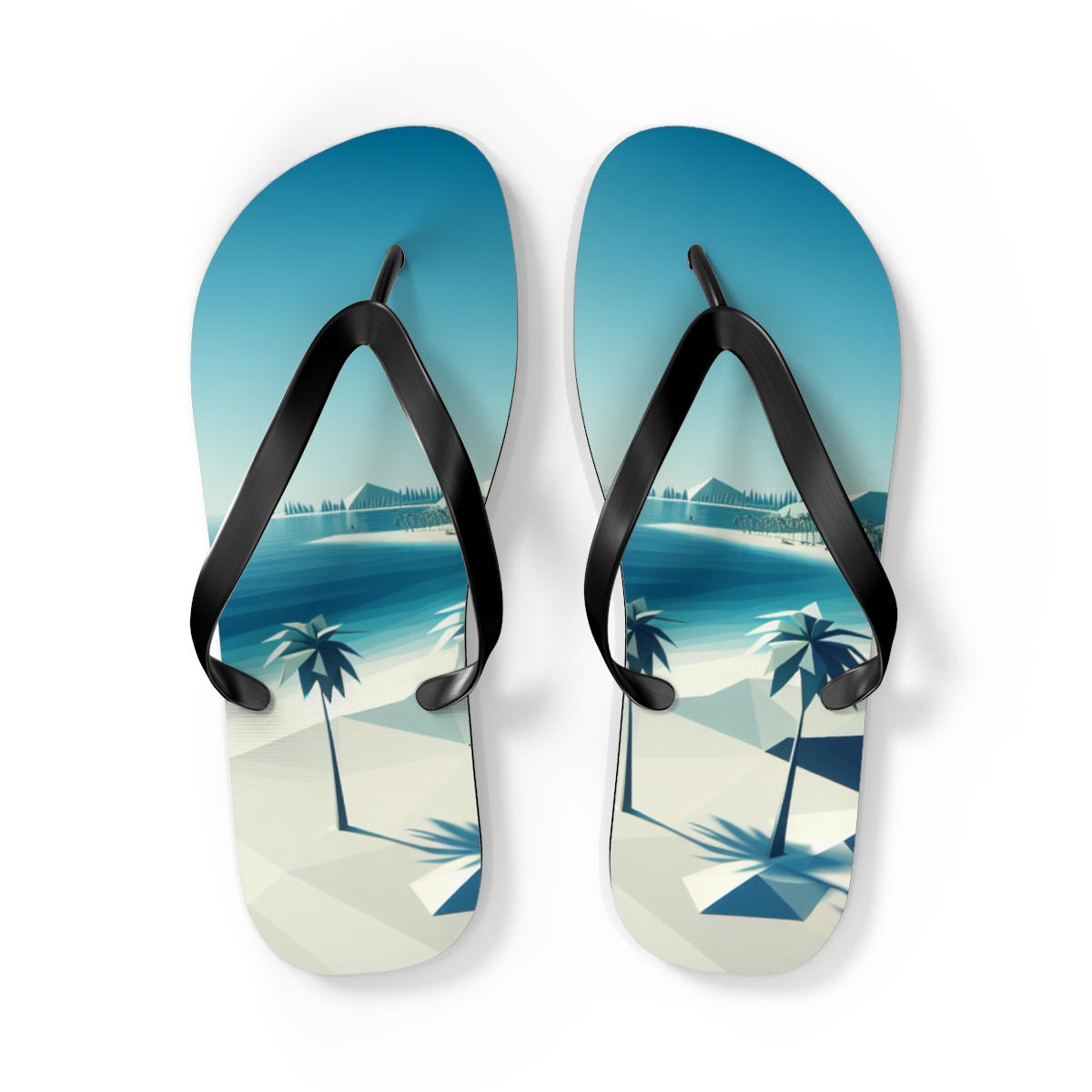 all view - Tropical Beach Scene Flip Flops