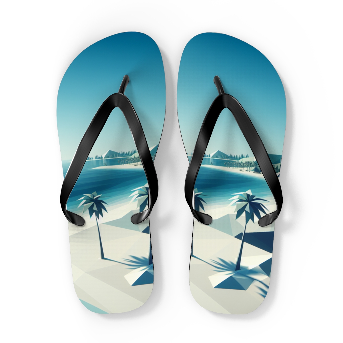 all view - Tropical Beach Scene Flip Flops