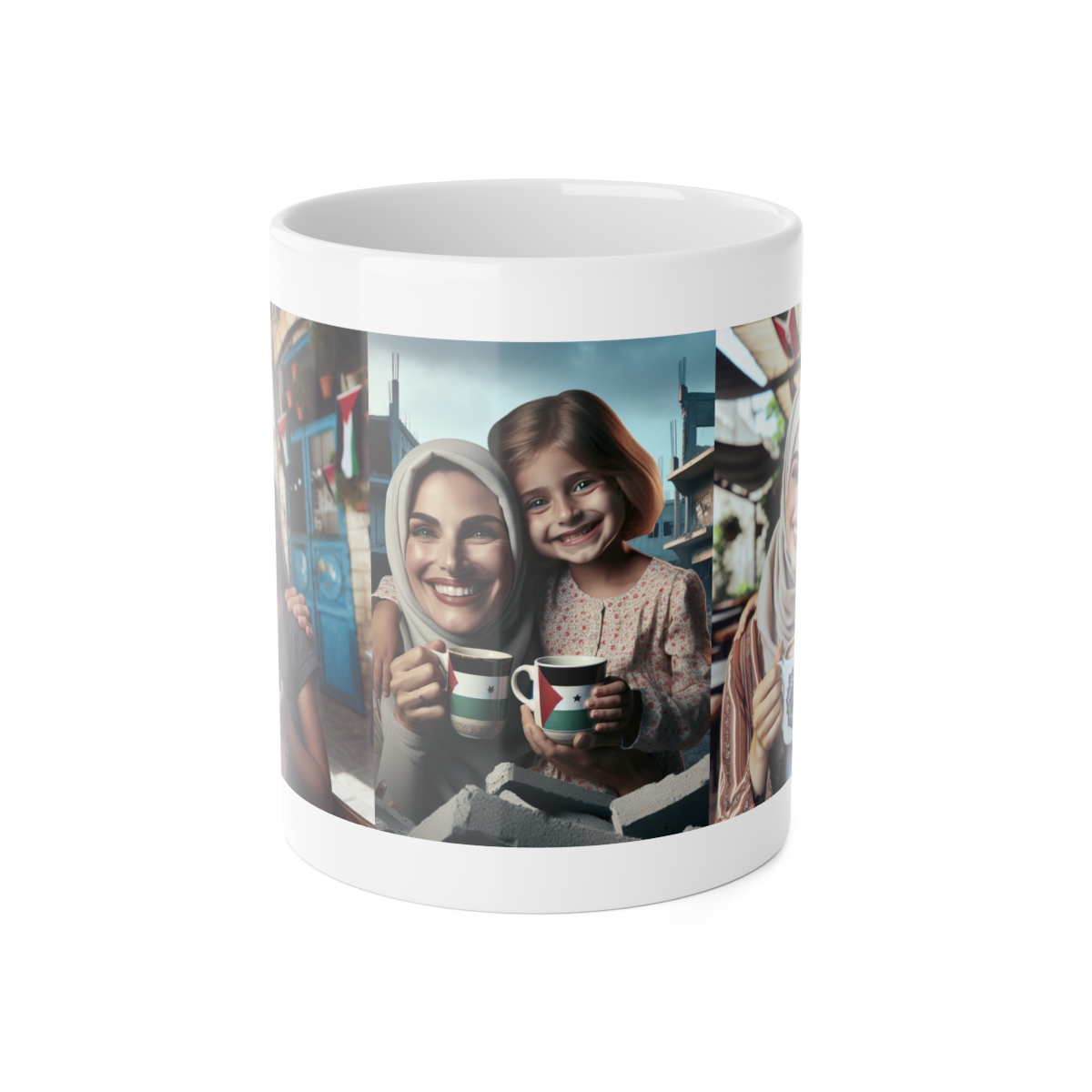 other view - Coffee Mug - Mother and Daughter Enjoying Coffee in Front of a Coffee Shop Design