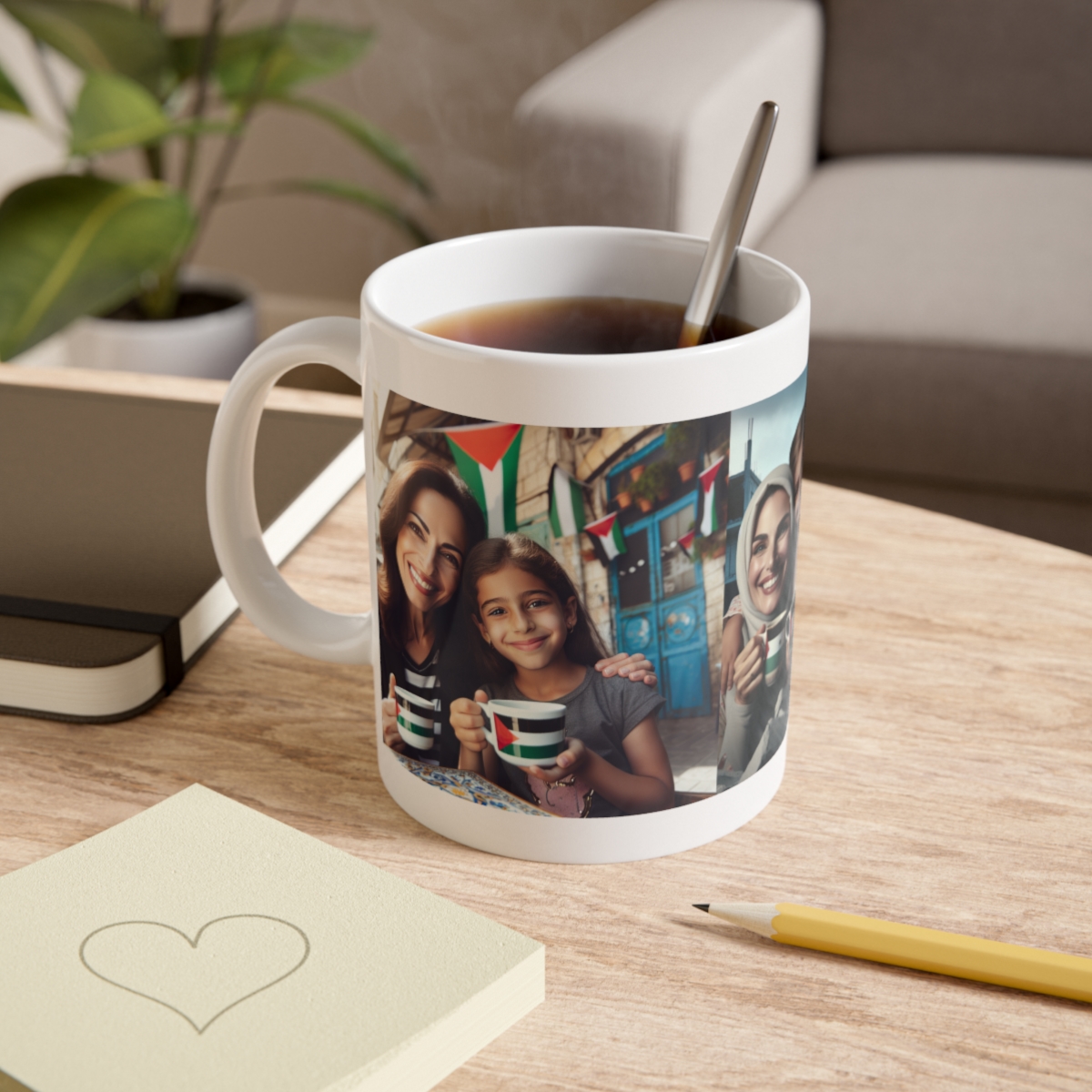 other view - Coffee Mug - Mother and Daughter Enjoying Coffee in Front of a Coffee Shop Design