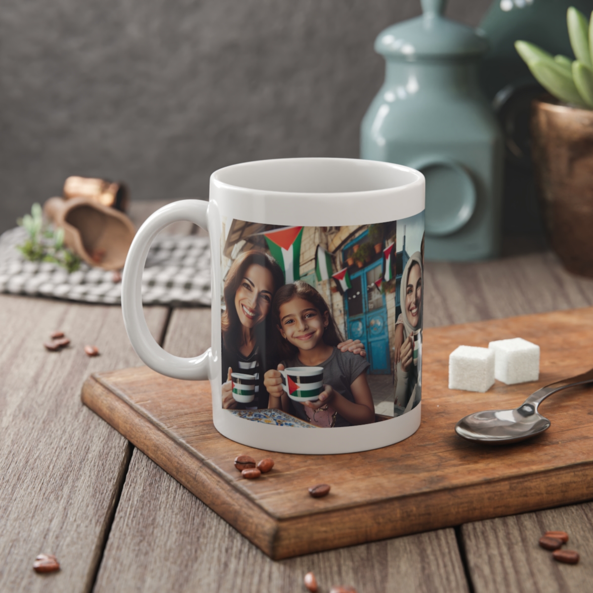 other view - Coffee Mug - Mother and Daughter Enjoying Coffee in Front of a Coffee Shop Design