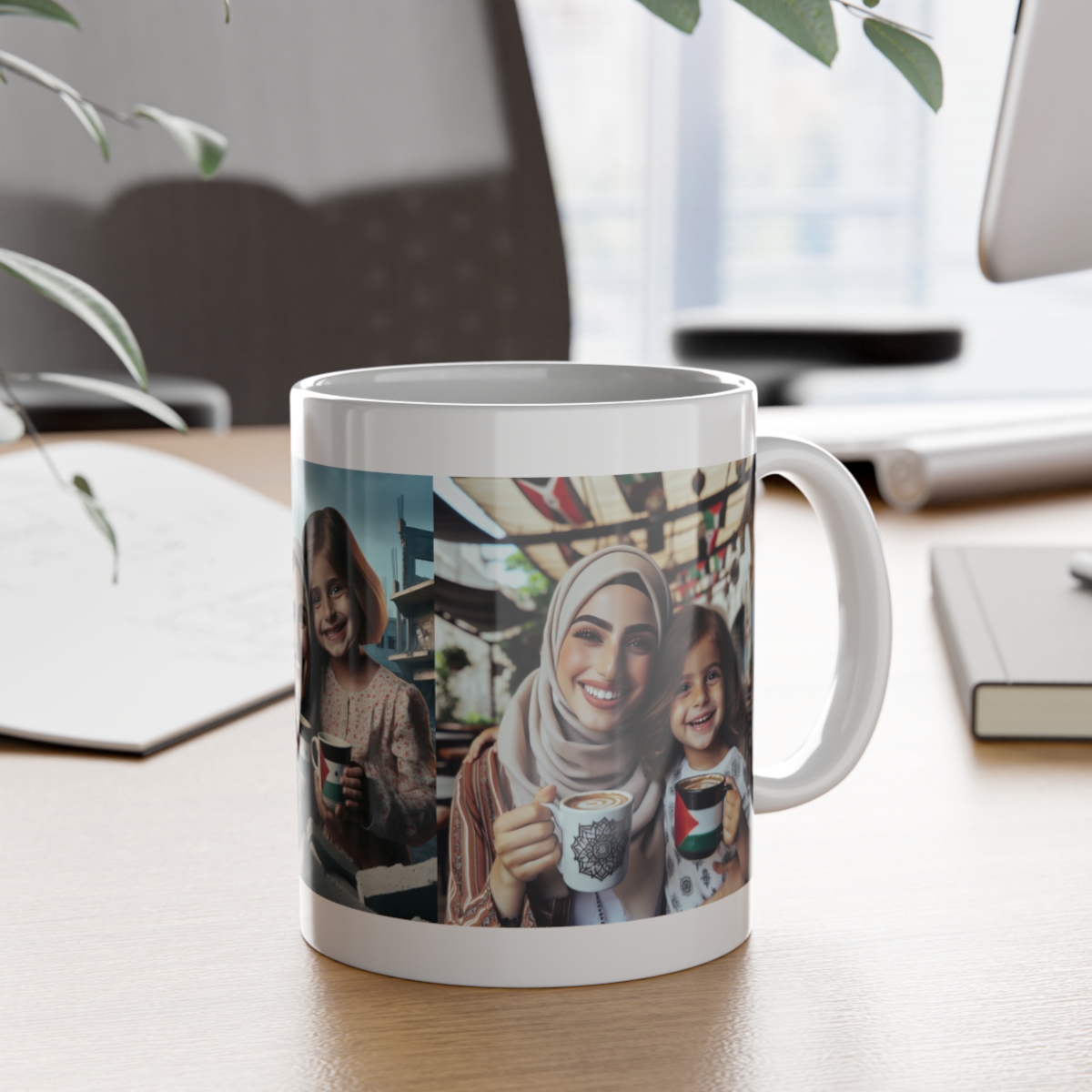 other view - Coffee Mug - Mother and Daughter Enjoying Coffee in Front of a Coffee Shop Design