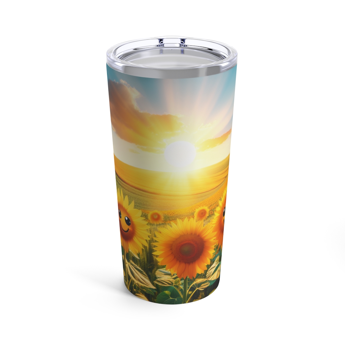 front view - Tumbler 20oz Happy Sunflowers