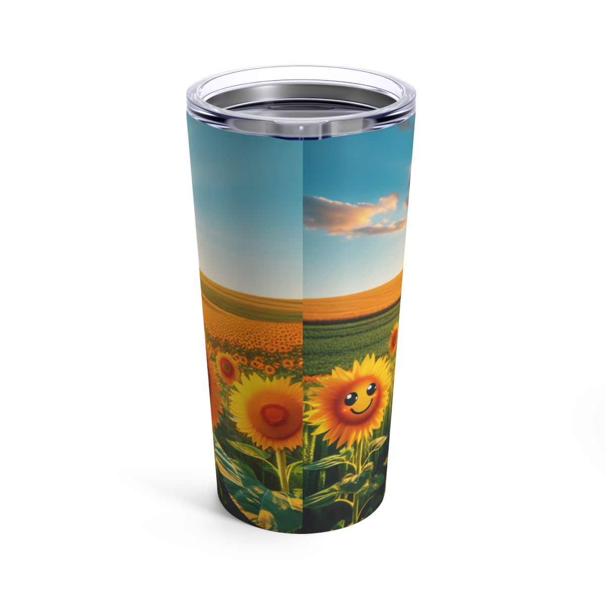 front view - Tumbler 20oz Happy Sunflowers