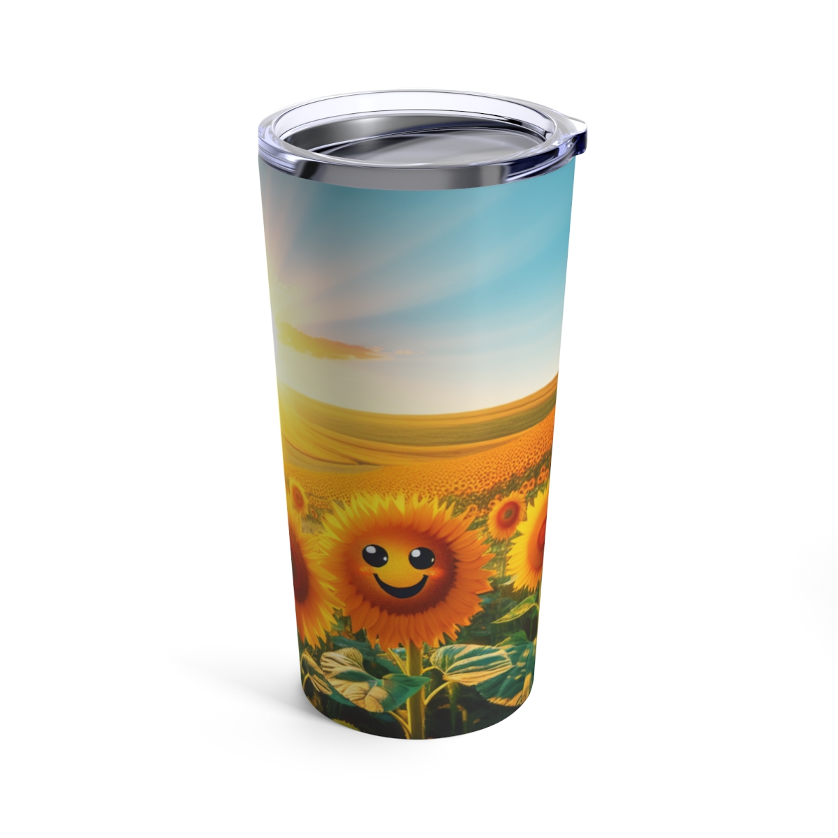 front view - Tumbler 20oz Happy Sunflowers