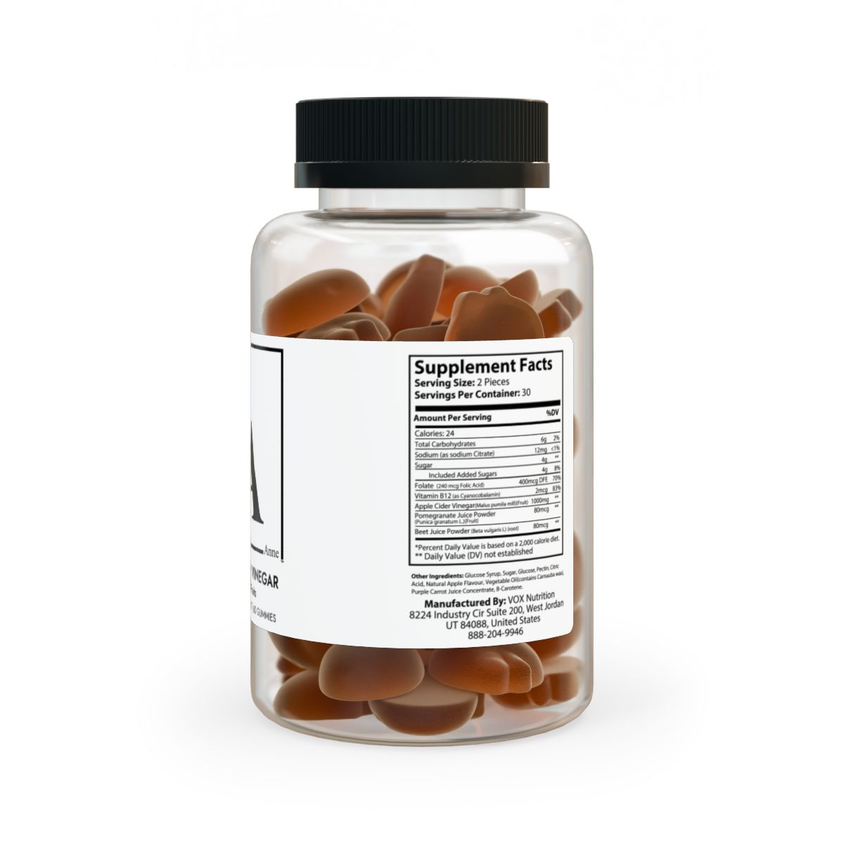 other view - Lauren Anne Apple Cider Vinegar Gummies (60 Gummies)