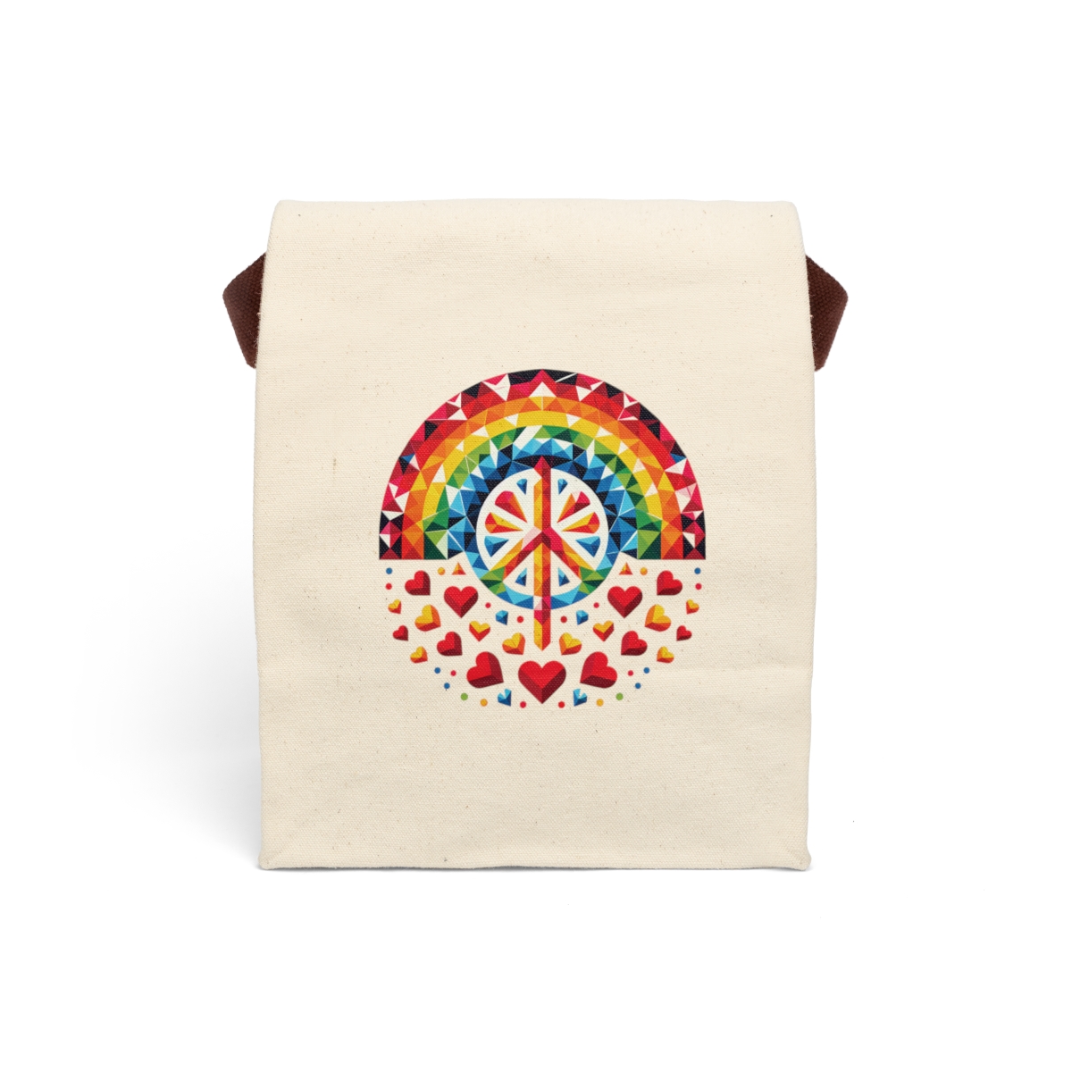 other view - Peace and Love Canvas Lunch Bag