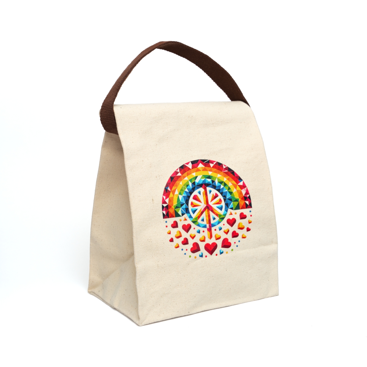 other view - Canvas Lunch Bag - Peace and Love Design