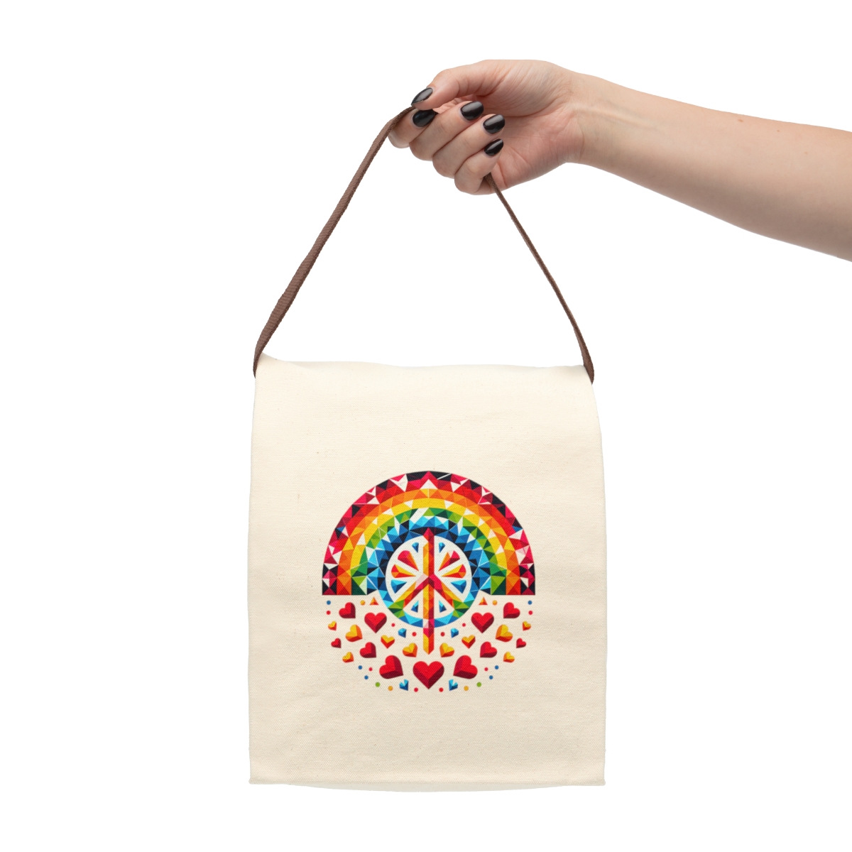 other view - Canvas Lunch Bag - Peace and Love Design