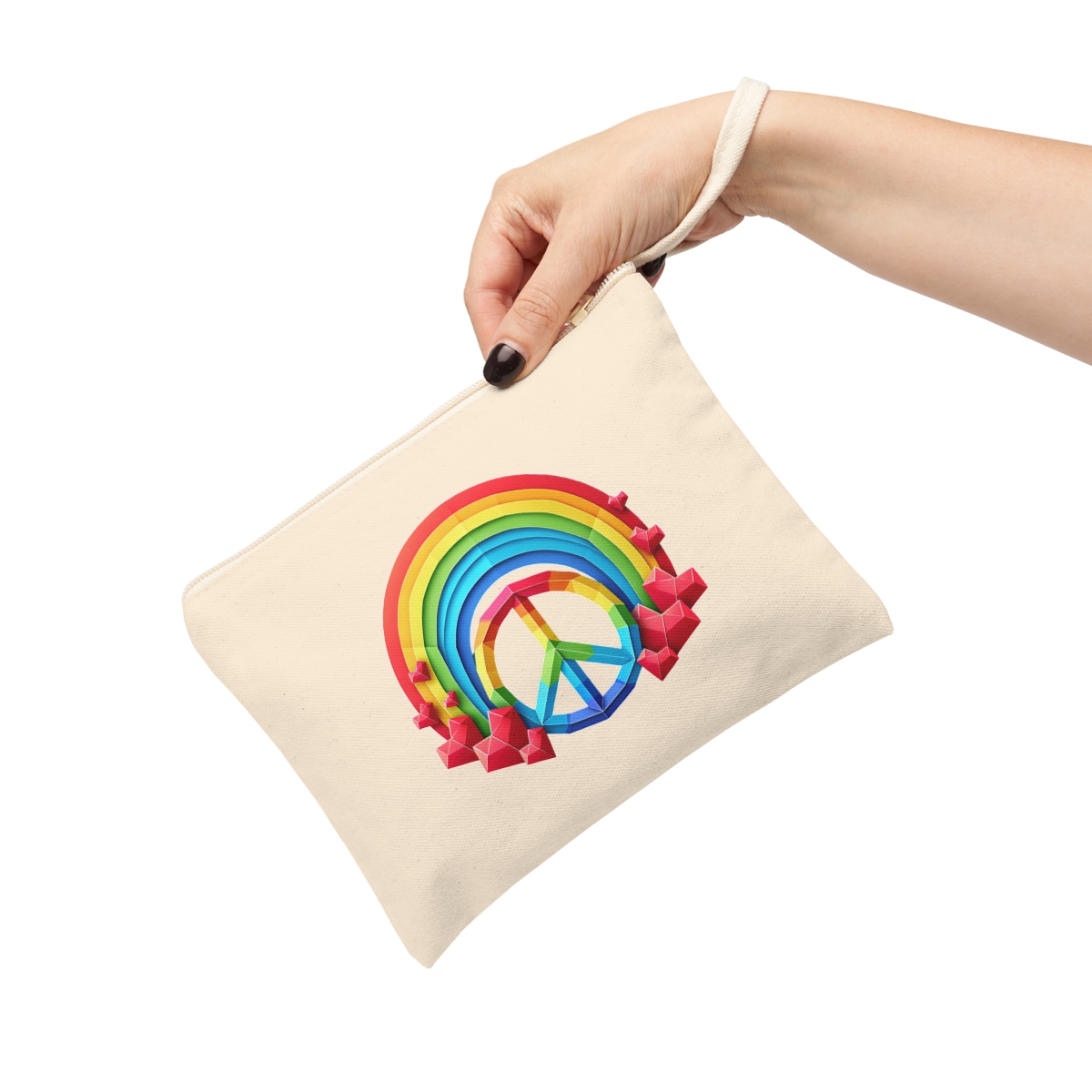 other view - Accessory Zipper Pouch Peace and Love Design