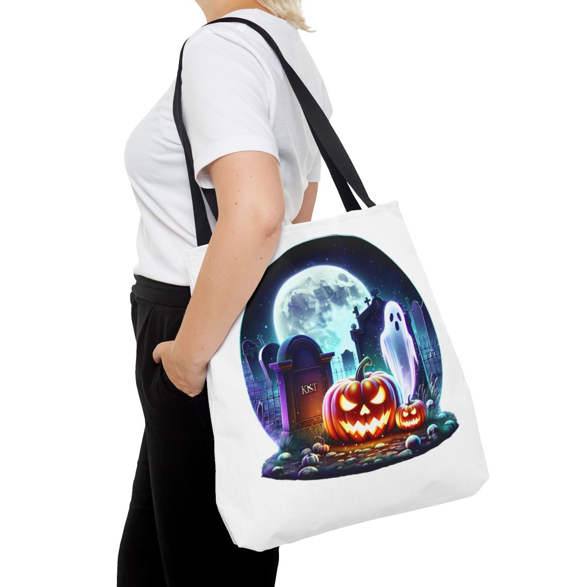 other view - Halloween Jack-O'-Lantern Ghost Tote Bag