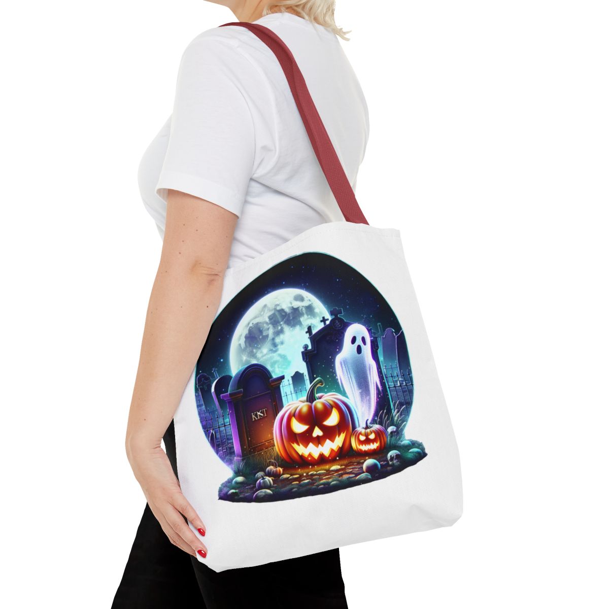 other view - Halloween Jack-O'-Lantern Ghost Tote Bag