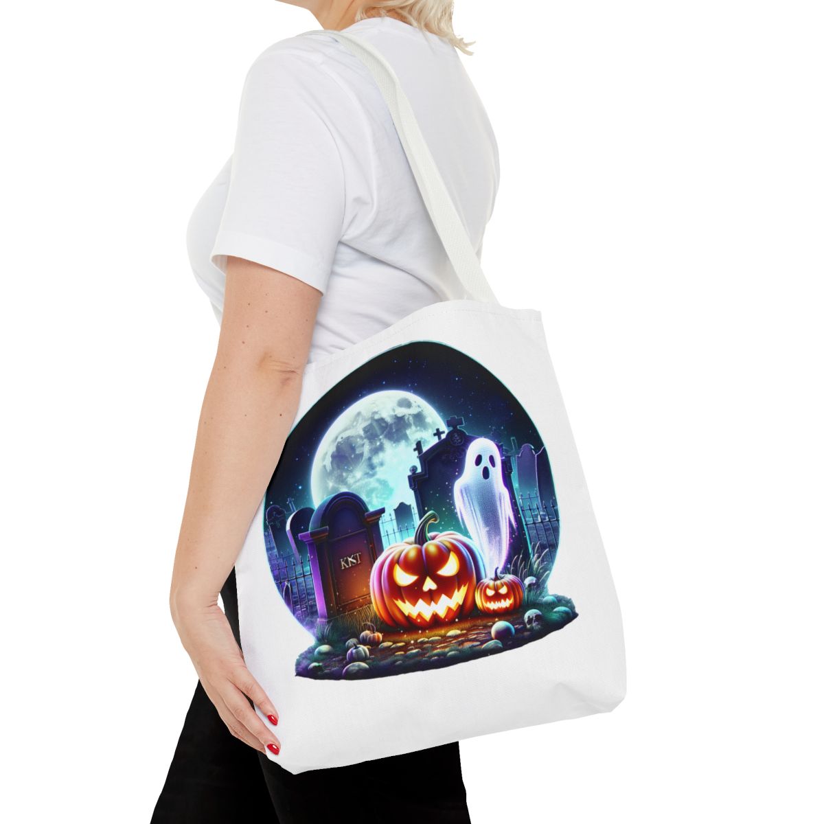 other view - Halloween Jack-O'-Lantern Ghost Tote Bag