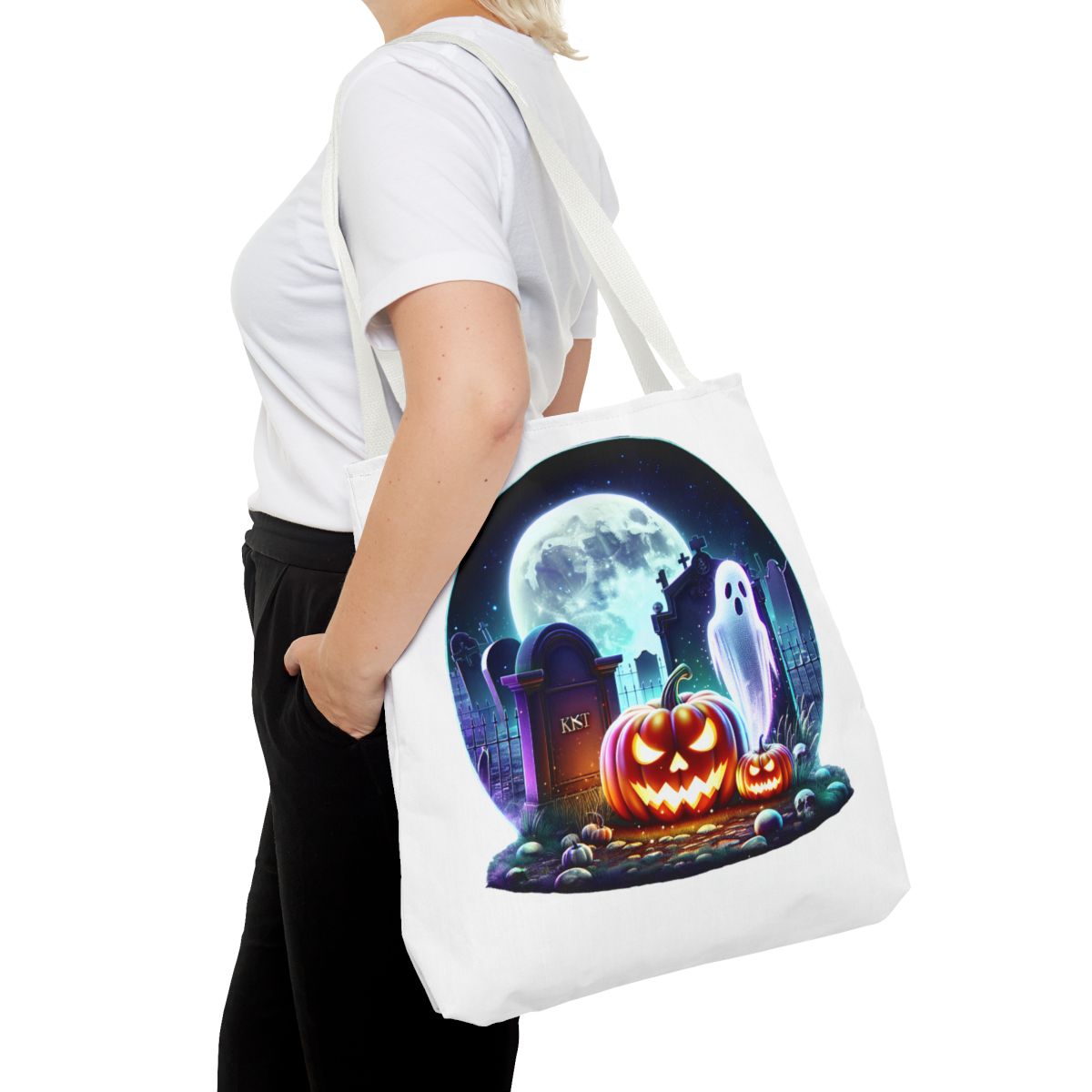 other view - Halloween Jack-O'-Lantern Ghost Tote Bag