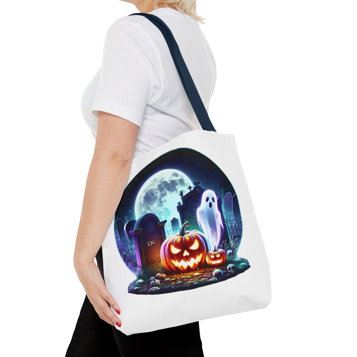 other view - Halloween Jack-O'-Lantern Ghost Tote Bag