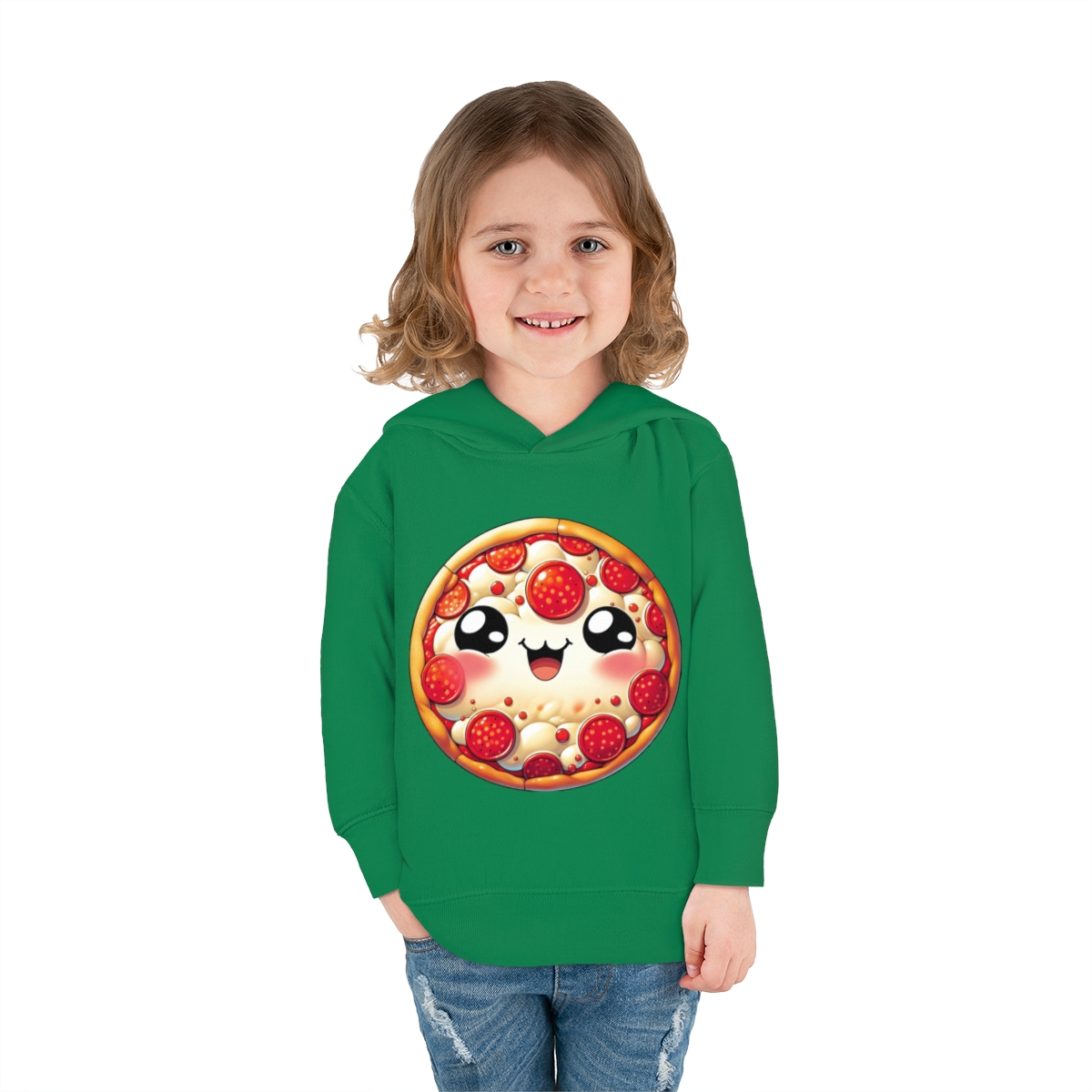 front view - Happy Pizza Toddler Pullover Fleece Hoodie