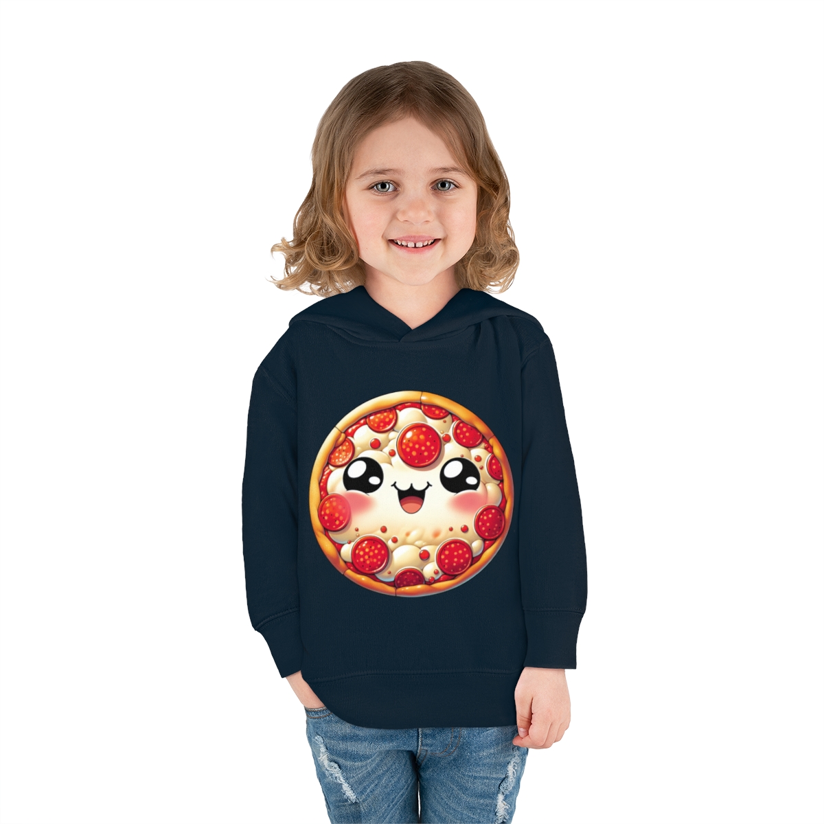 front view - Happy Pizza Toddler Pullover Fleece Hoodie