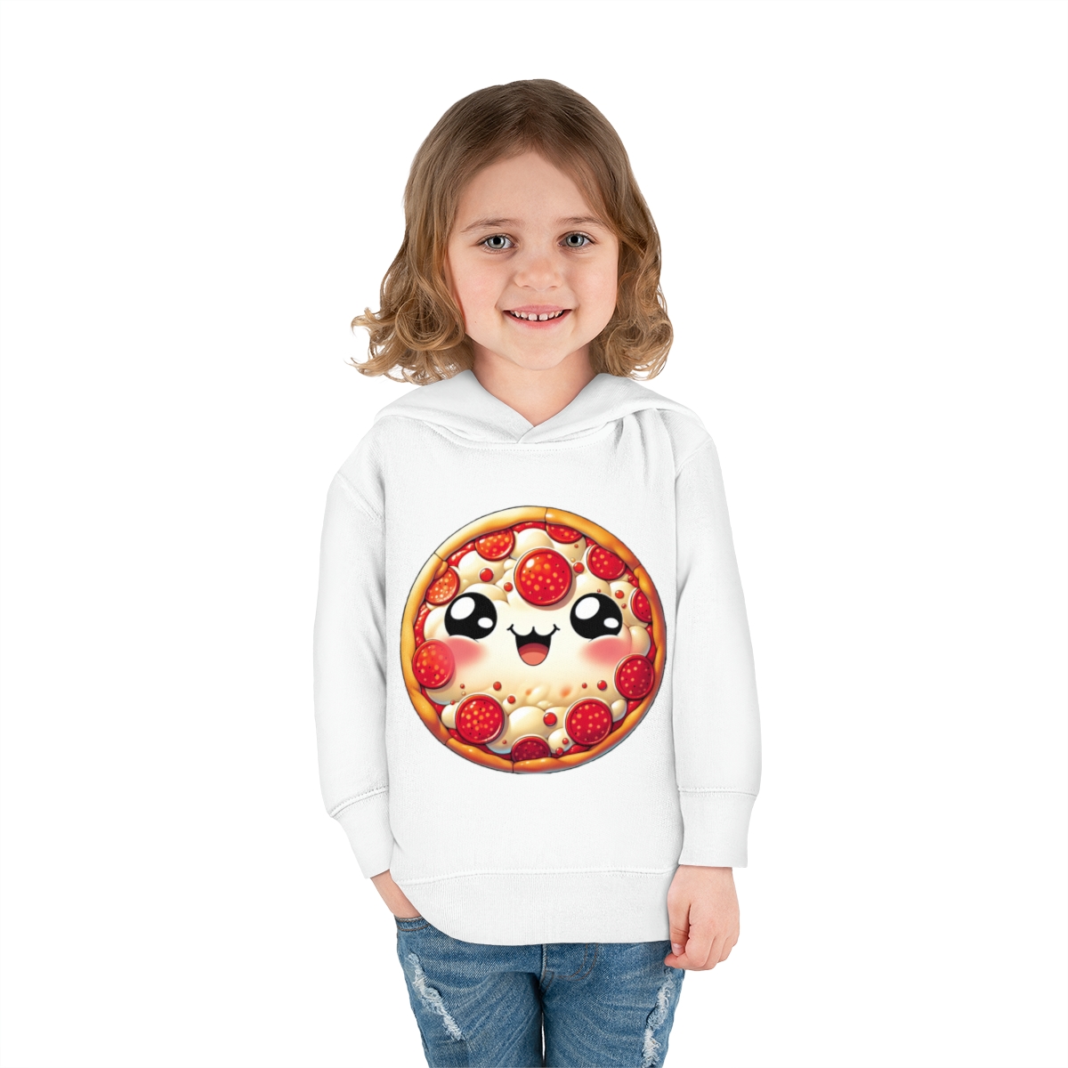 front view - Happy Pizza Toddler Pullover Fleece Hoodie