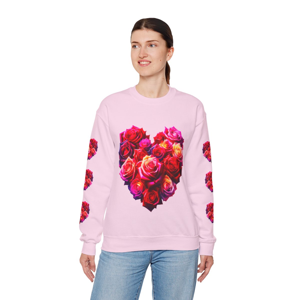 other view - Heart of Roses Unisex Heavy Blend™ Crewneck Sweatshirt