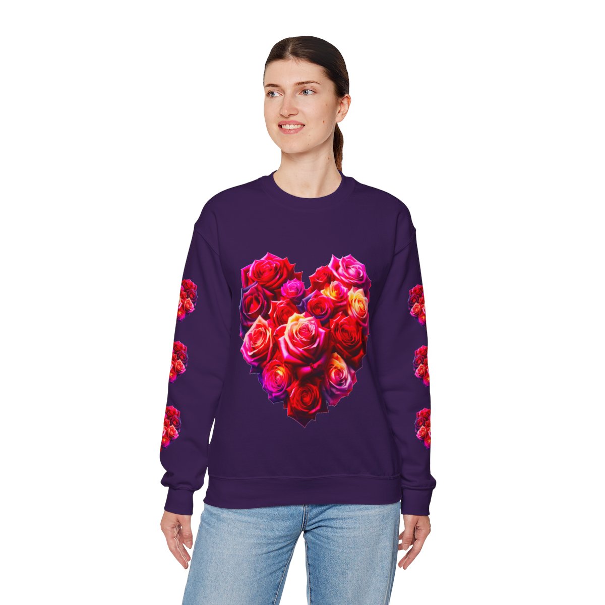 other view - Heart of Roses Unisex Heavy Blend™ Crewneck Sweatshirt