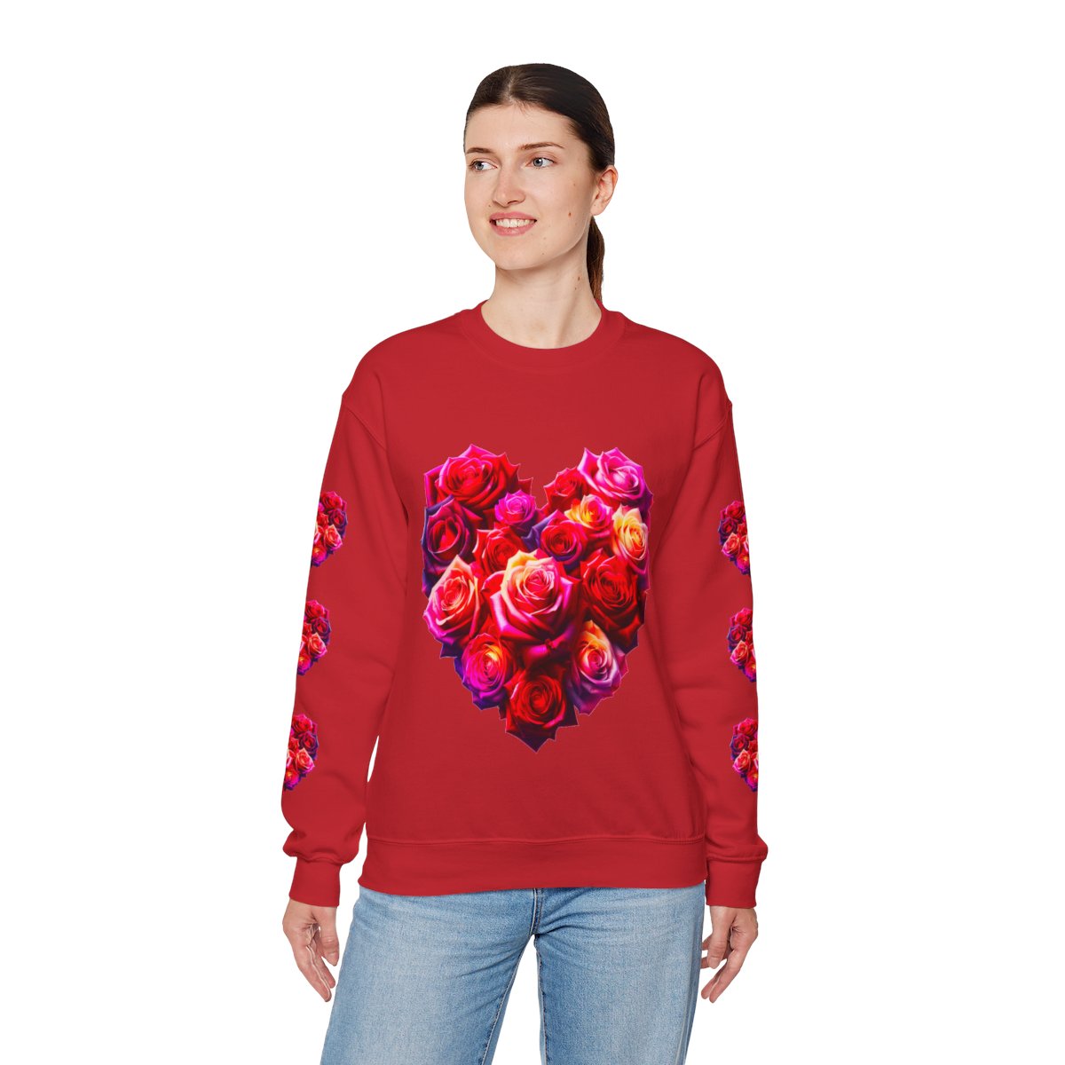 other view - Heart of Roses Unisex Heavy Blend™ Crewneck Sweatshirt