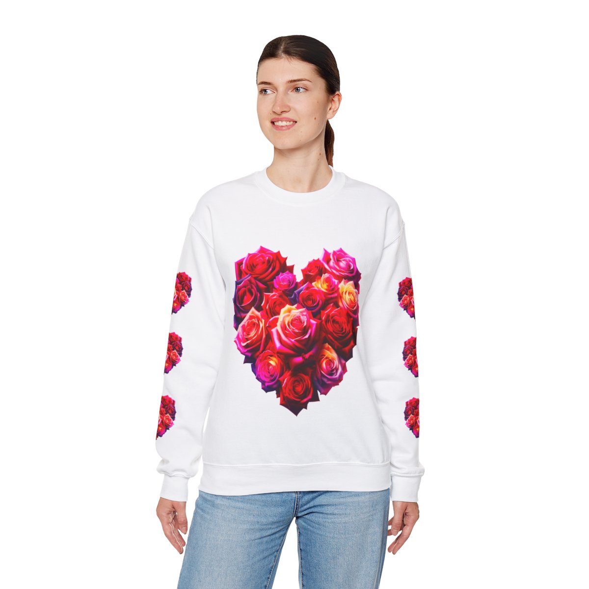 other view - Heart of Roses Unisex Heavy Blend™ Crewneck Sweatshirt