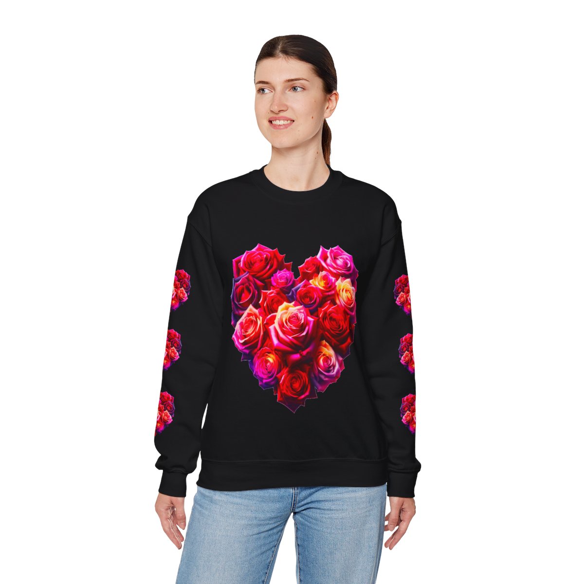 other view - Heart of Roses Unisex Heavy Blend™ Crewneck Sweatshirt