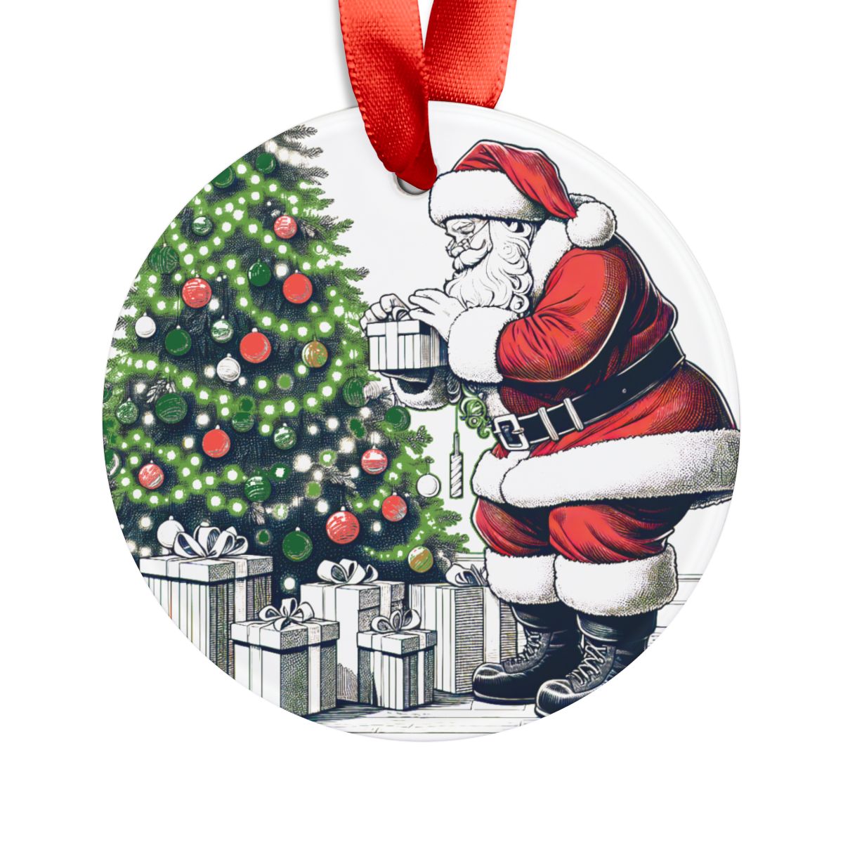 other view - Santa Acrylic Ornament with Ribbon