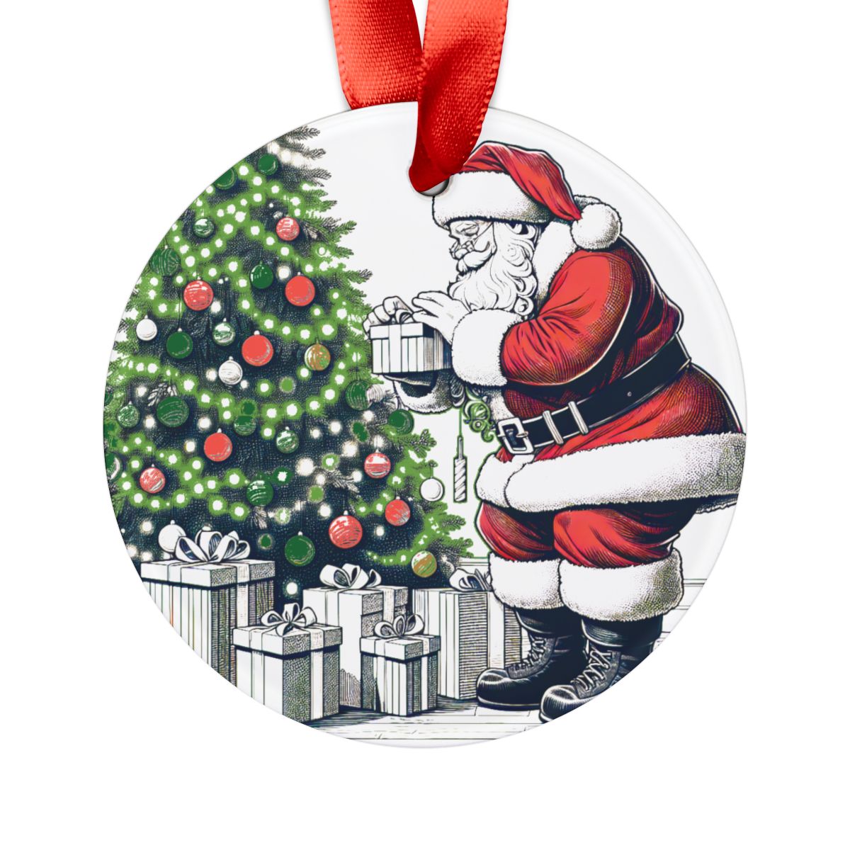 other view - Santa Acrylic Ornament with Ribbon