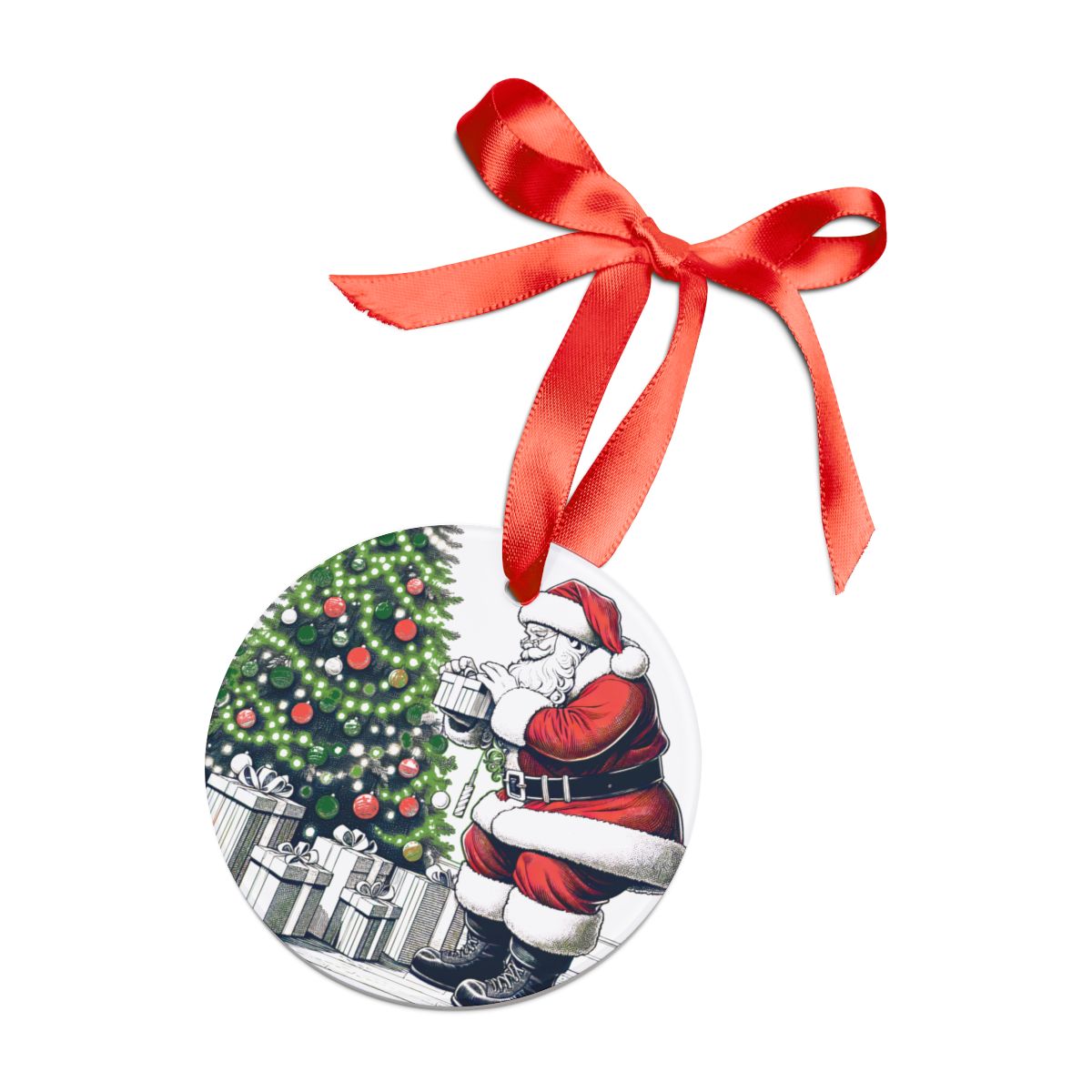 other view - Santa Acrylic Ornament with Ribbon