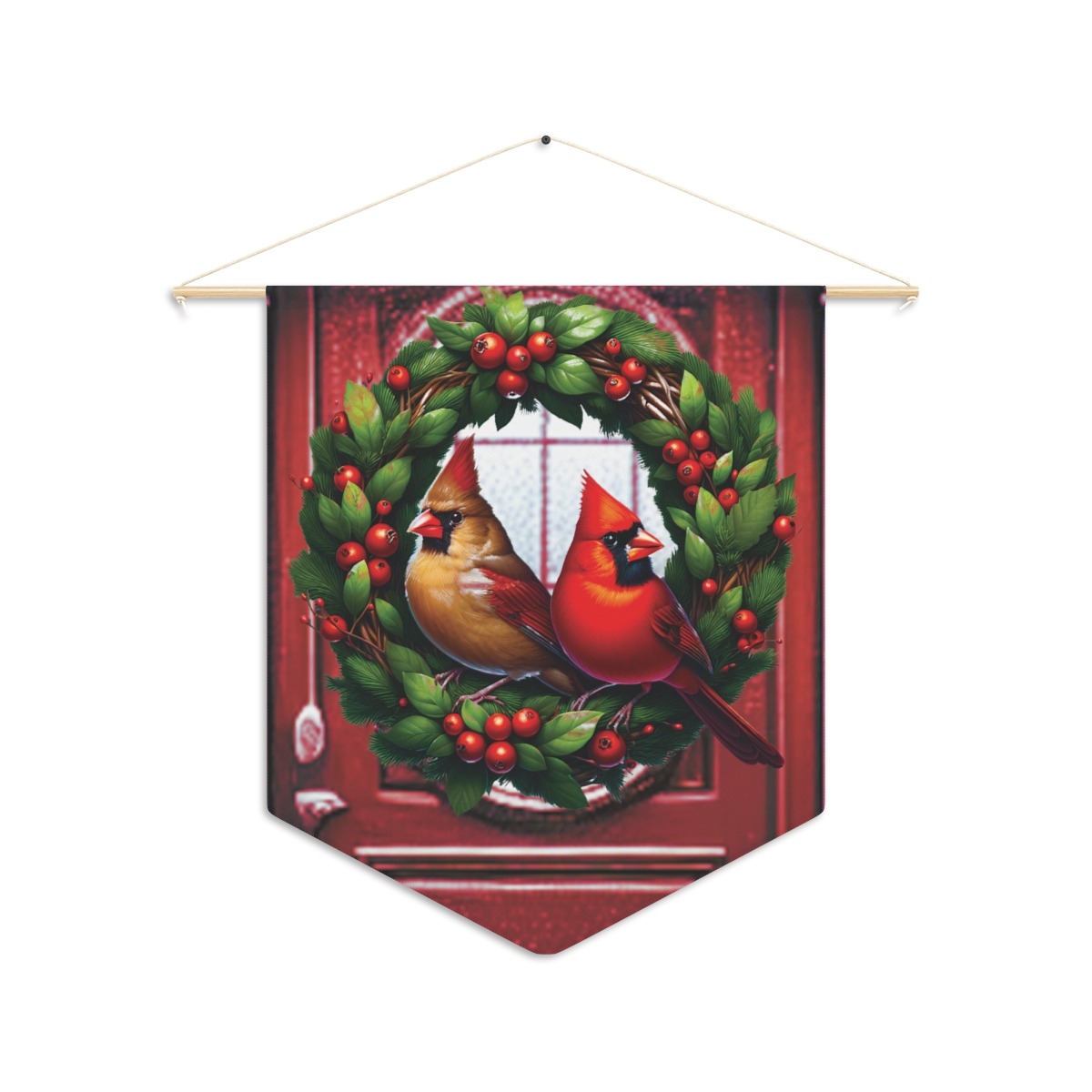 other view - Front-Door Cardinal Wreath Pennant