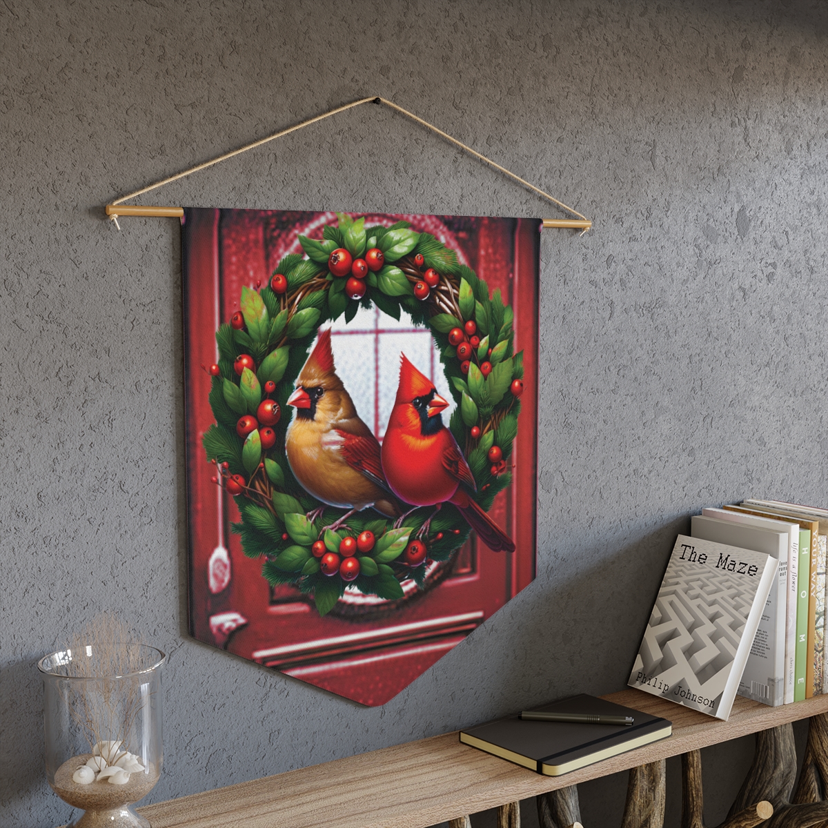 other view - Front-Door Cardinal Wreath Pennant