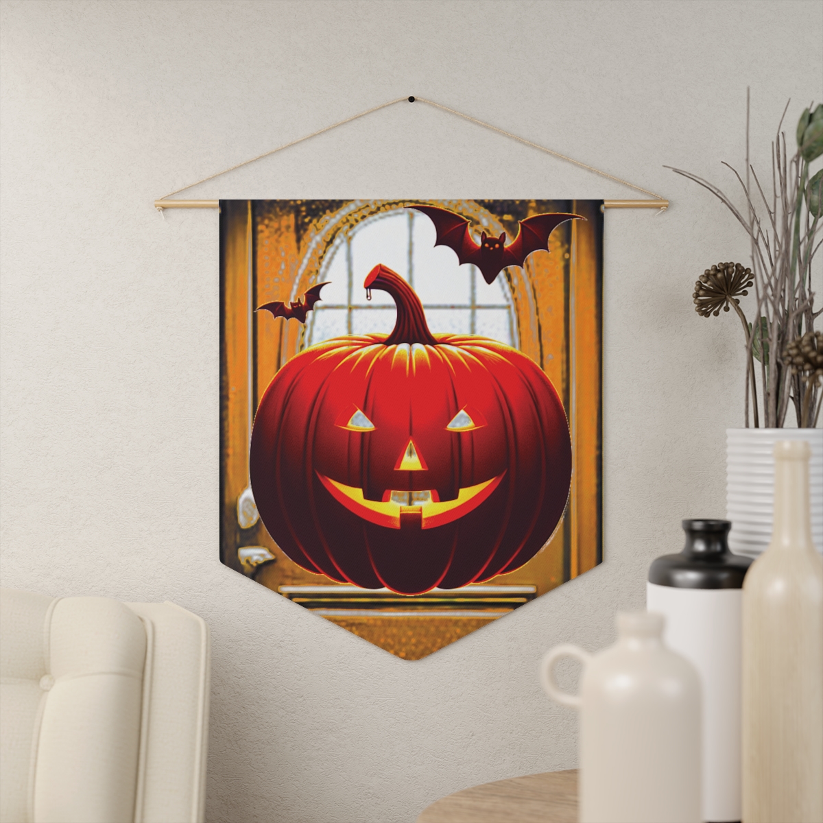 other view - Front-Door Halloween Jack-O'-Lantern Pennant