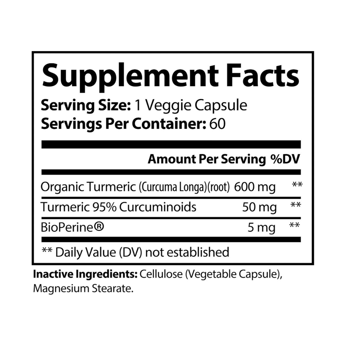 other view - Lauren Anne Turmeric with BioPerine® (Black Pepper Fruit Extract) Supplement (60 Capsules)