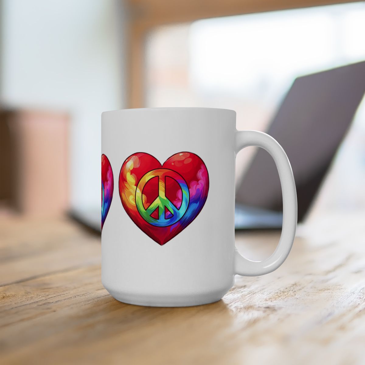other view - Peace and Love Ceramic Mug, (11oz, 15oz)