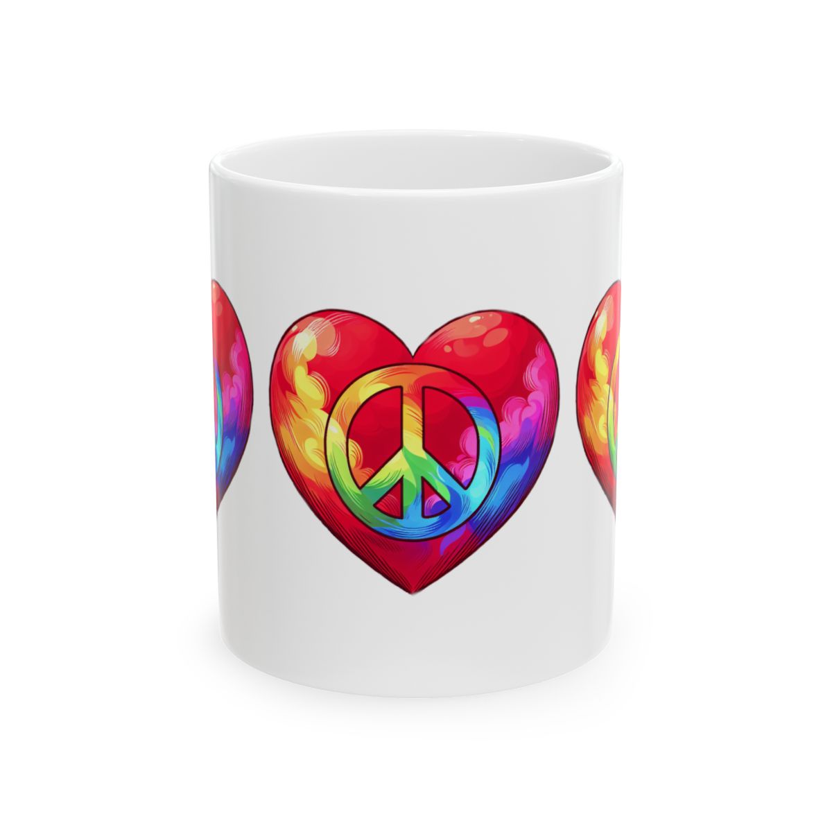 front view - Peace and Love Ceramic Mug, (11oz, 15oz)