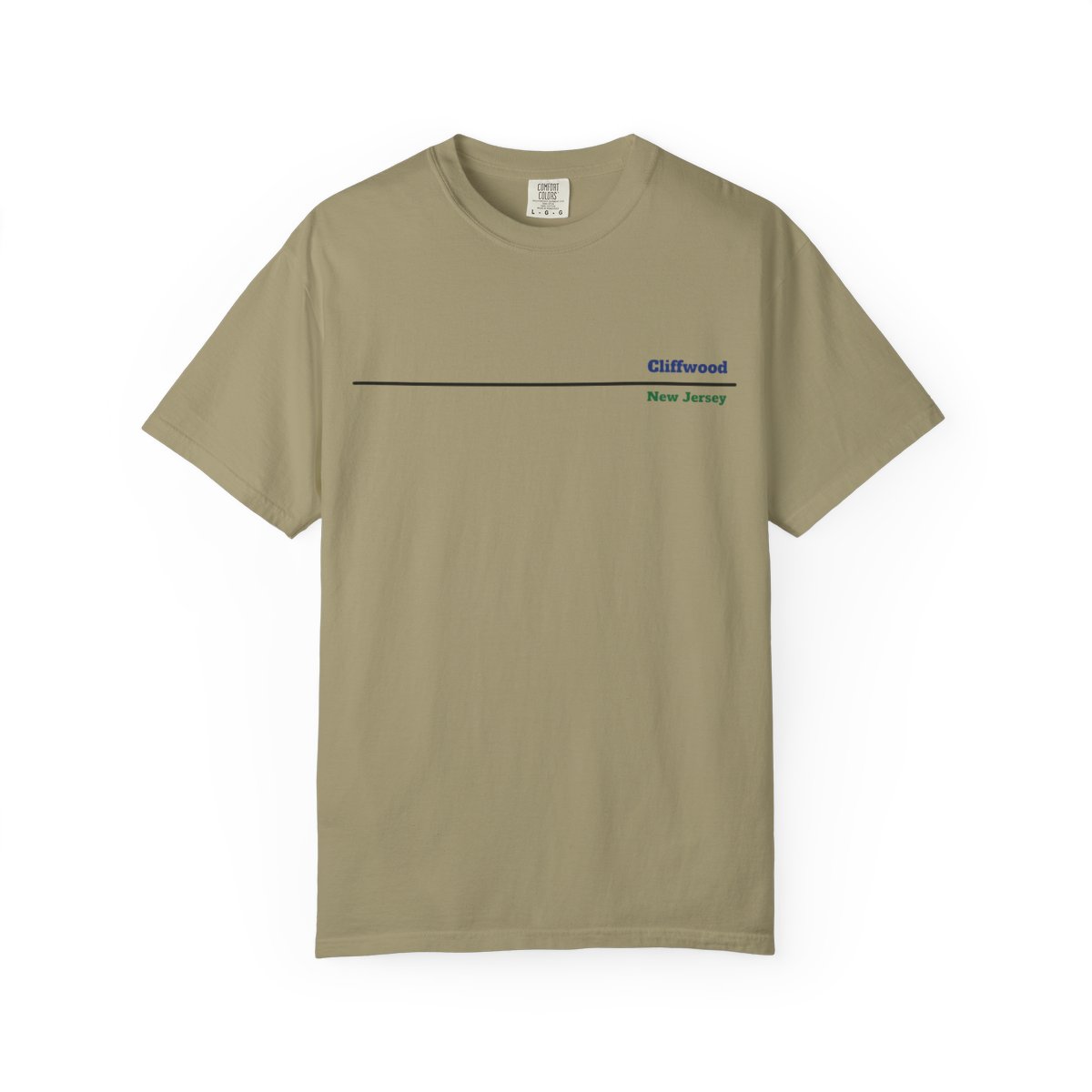 front view - Cliffwood New Jersey Black Line Unisex Garment-Dyed T-shirt