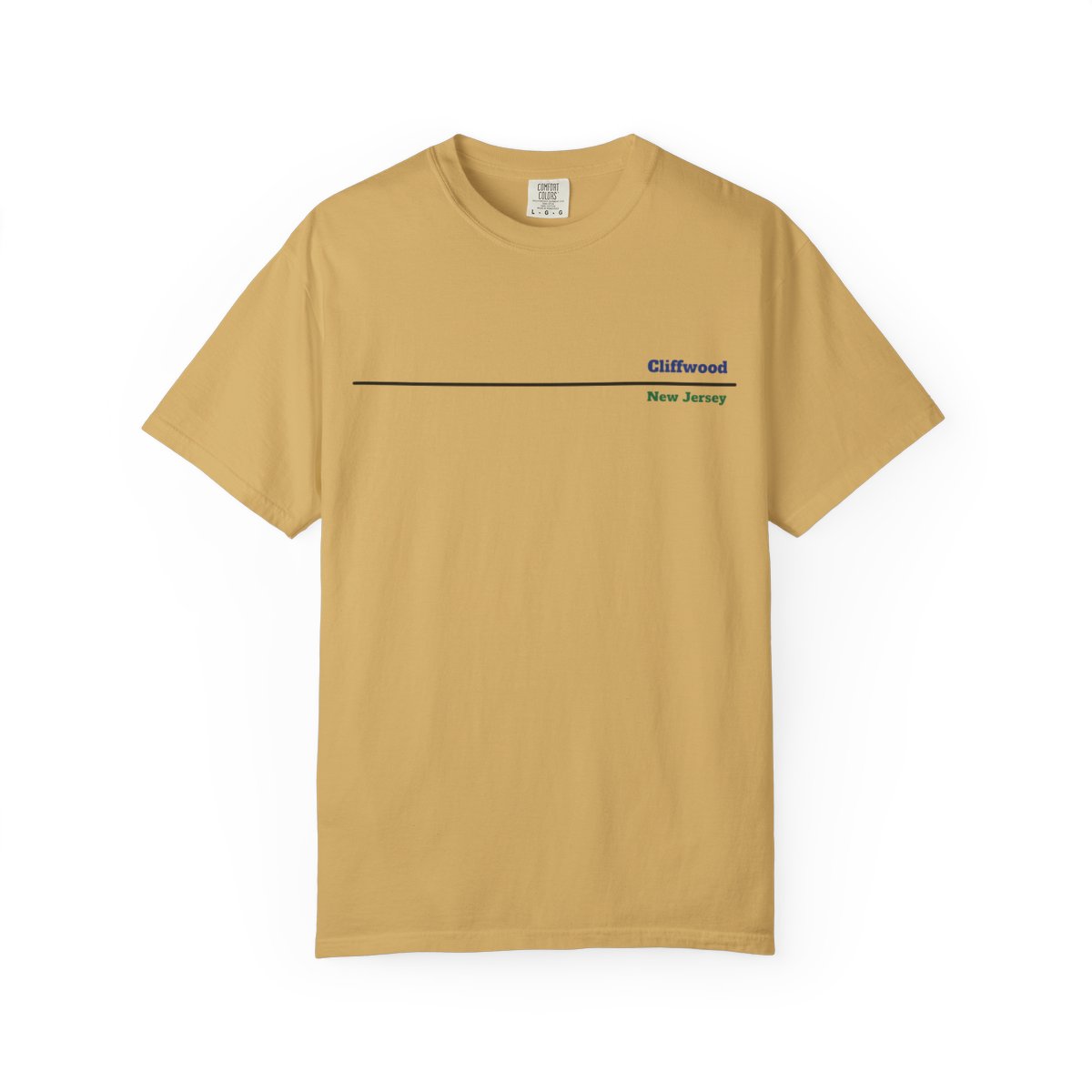 front view - Cliffwood New Jersey Black Line Unisex Garment-Dyed T-shirt
